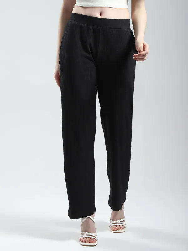 Women Black Self Design Regular Fit Lower sold by Monte Carlo