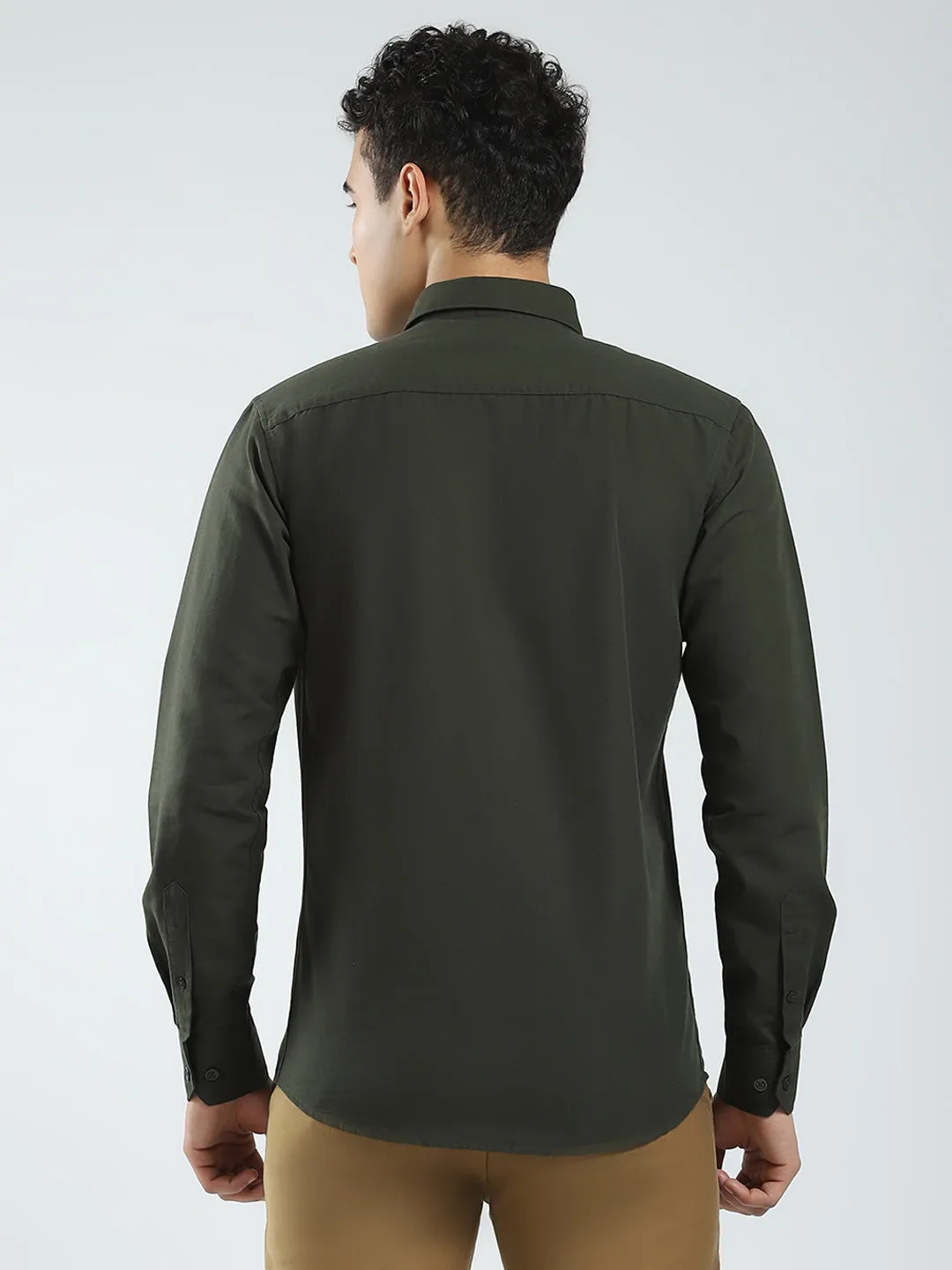 Rock.it Men Olive Solid Collar Full Sleeve Shirt sold by Monte Carlo product image thumbnail 5