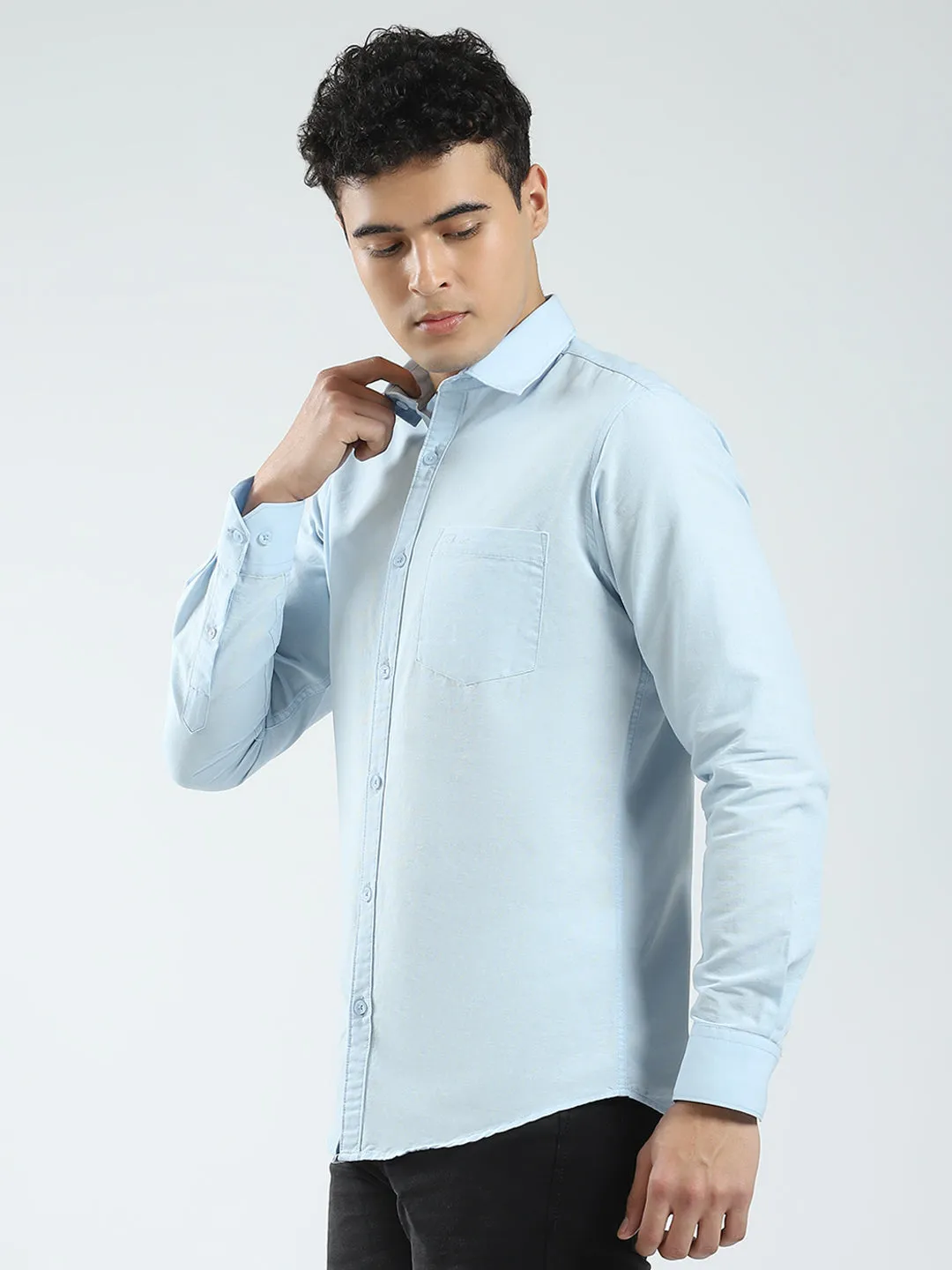 Rock.it Men Blue Solid Collar Full Sleeve Shirt sold by Monte Carlo product image thumbnail 3