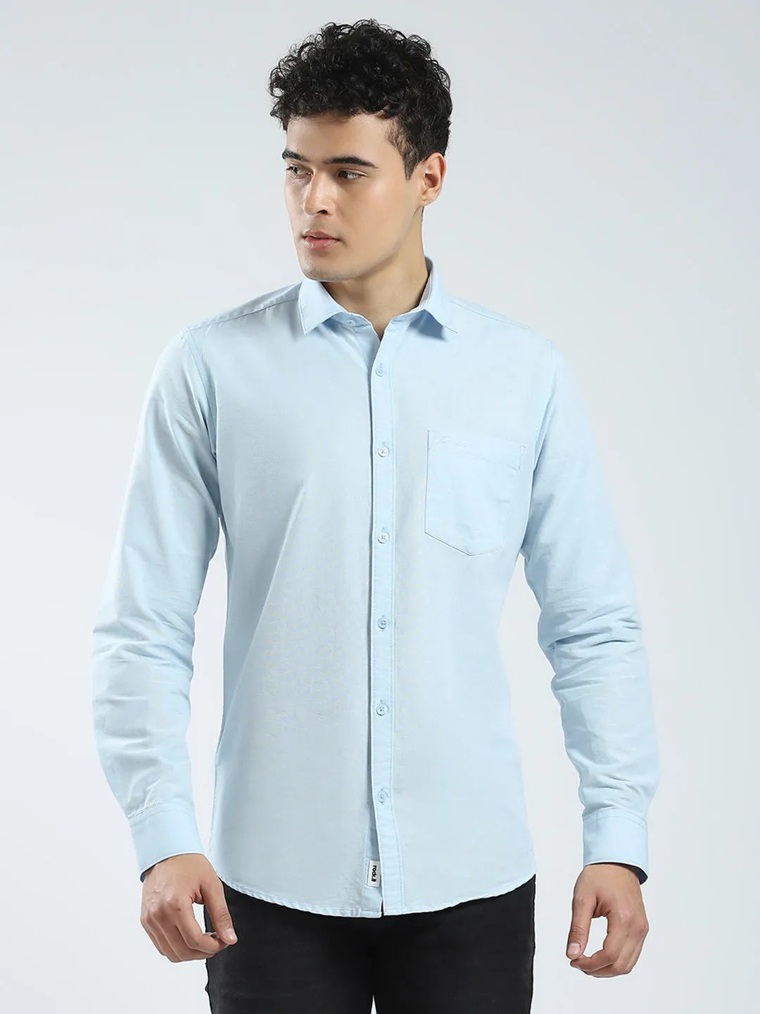 Rock.it Men Blue Solid Collar Full Sleeve Shirt sold by Monte Carlo