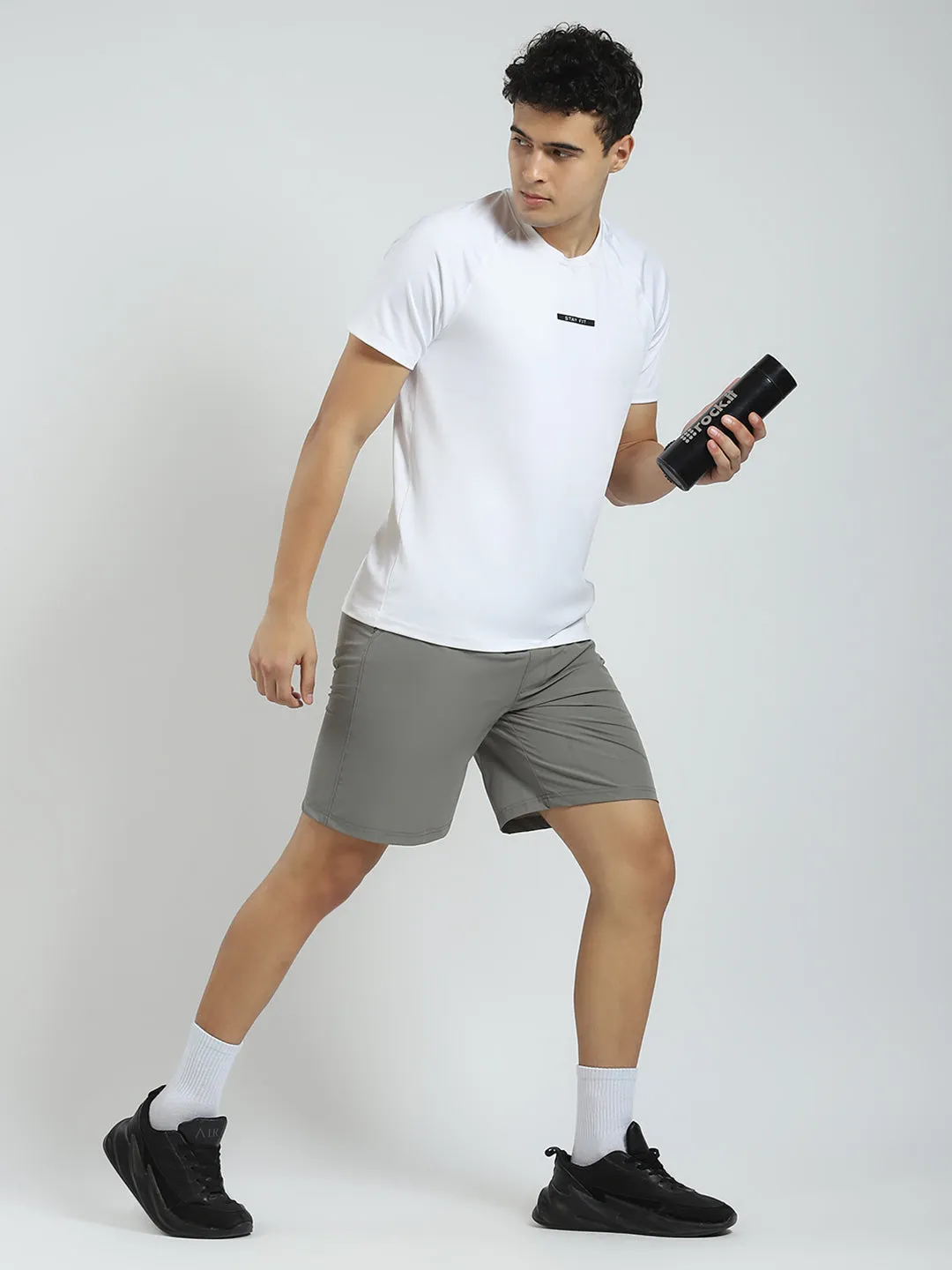 Rock.it Men Grey Solid Regular Fit Short sold by Monte Carlo product image thumbnail 2