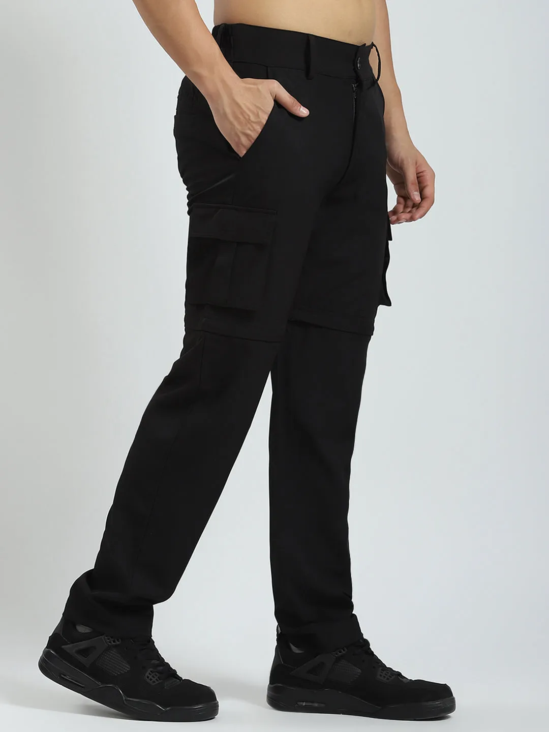 Rock.it Men Black Solid Regular Fit Cargo sold by Monte Carlo product image thumbnail 4