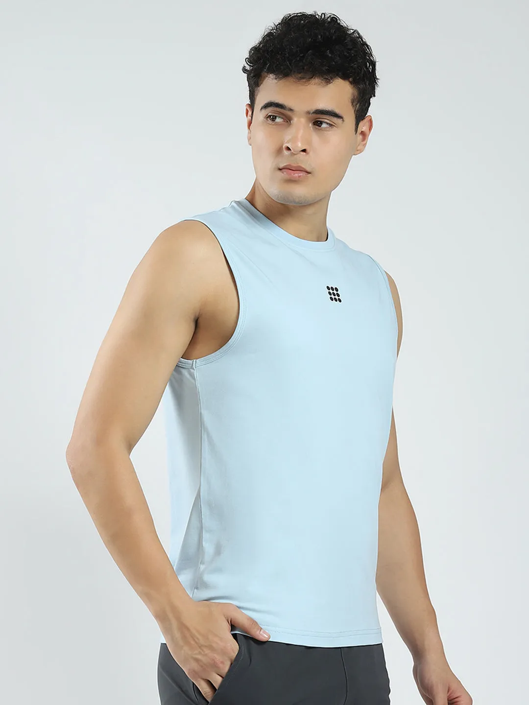 Rock.it Men Blue Solid Round Neck Sleeveless T-Shirt sold by Monte Carlo product image thumbnail 4