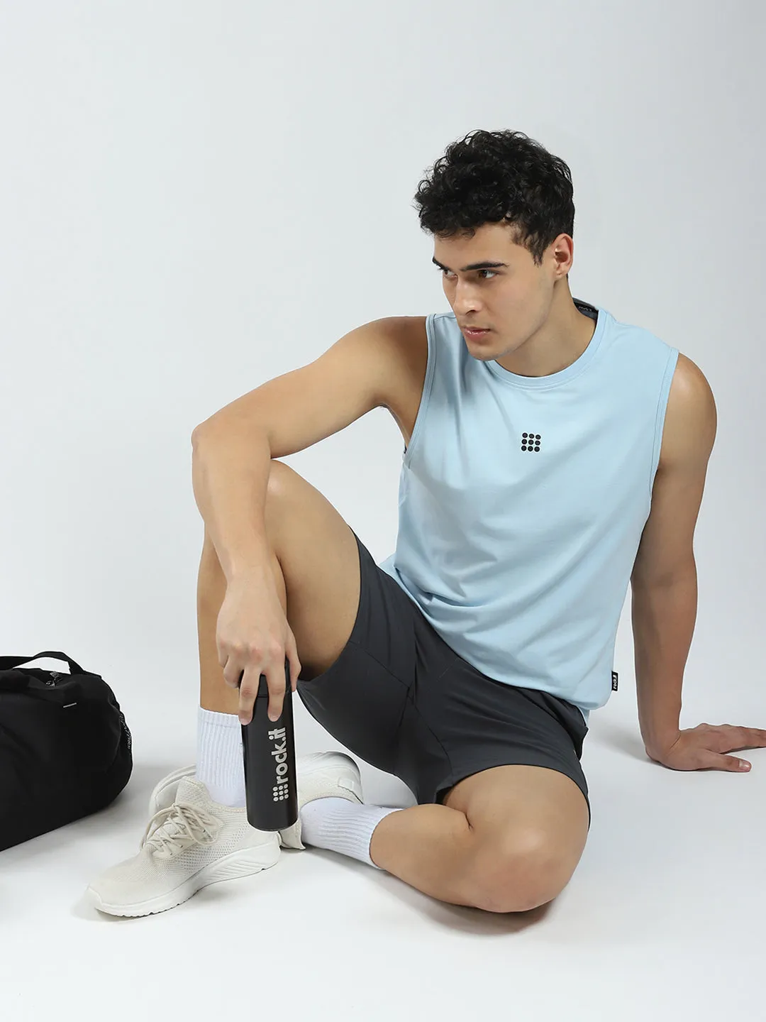 Rock.it Men Blue Solid Round Neck Sleeveless T-Shirt sold by Monte Carlo product image thumbnail 2
