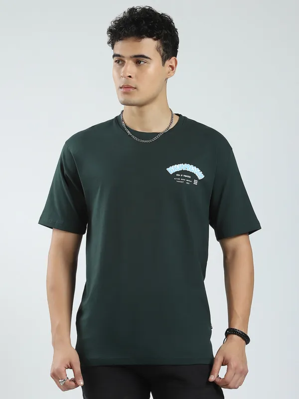 Rock.it Men Green Printed Round Neck Half Sleeve T-Shirt sold by Monte Carlo