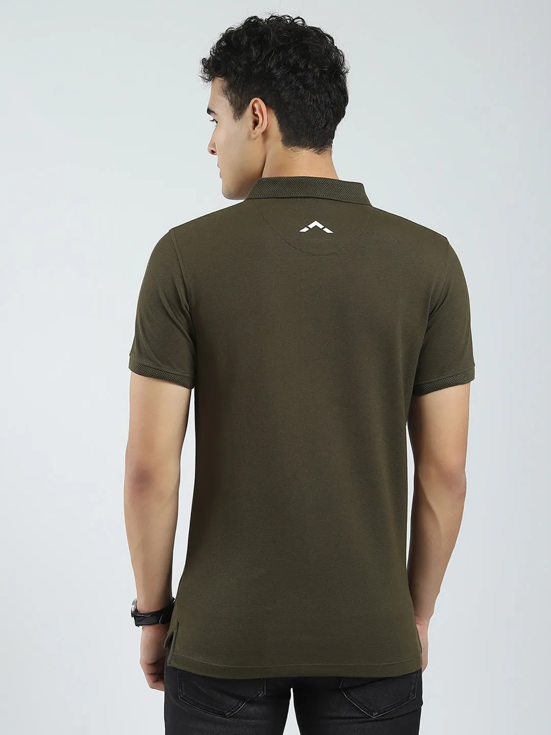 Rock.it Men Olive Solid Collar Half Sleeve T-Shirt sold by Monte Carlo product image thumbnail 5