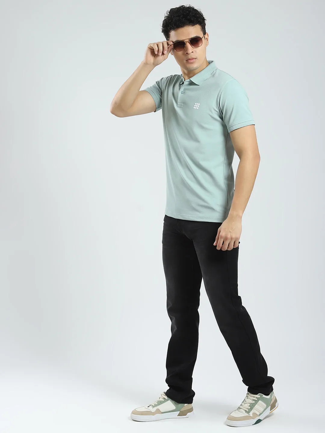 Rock.it Men Green Solid Collar Half Sleeve T-Shirt sold by Monte Carlo product image thumbnail 2