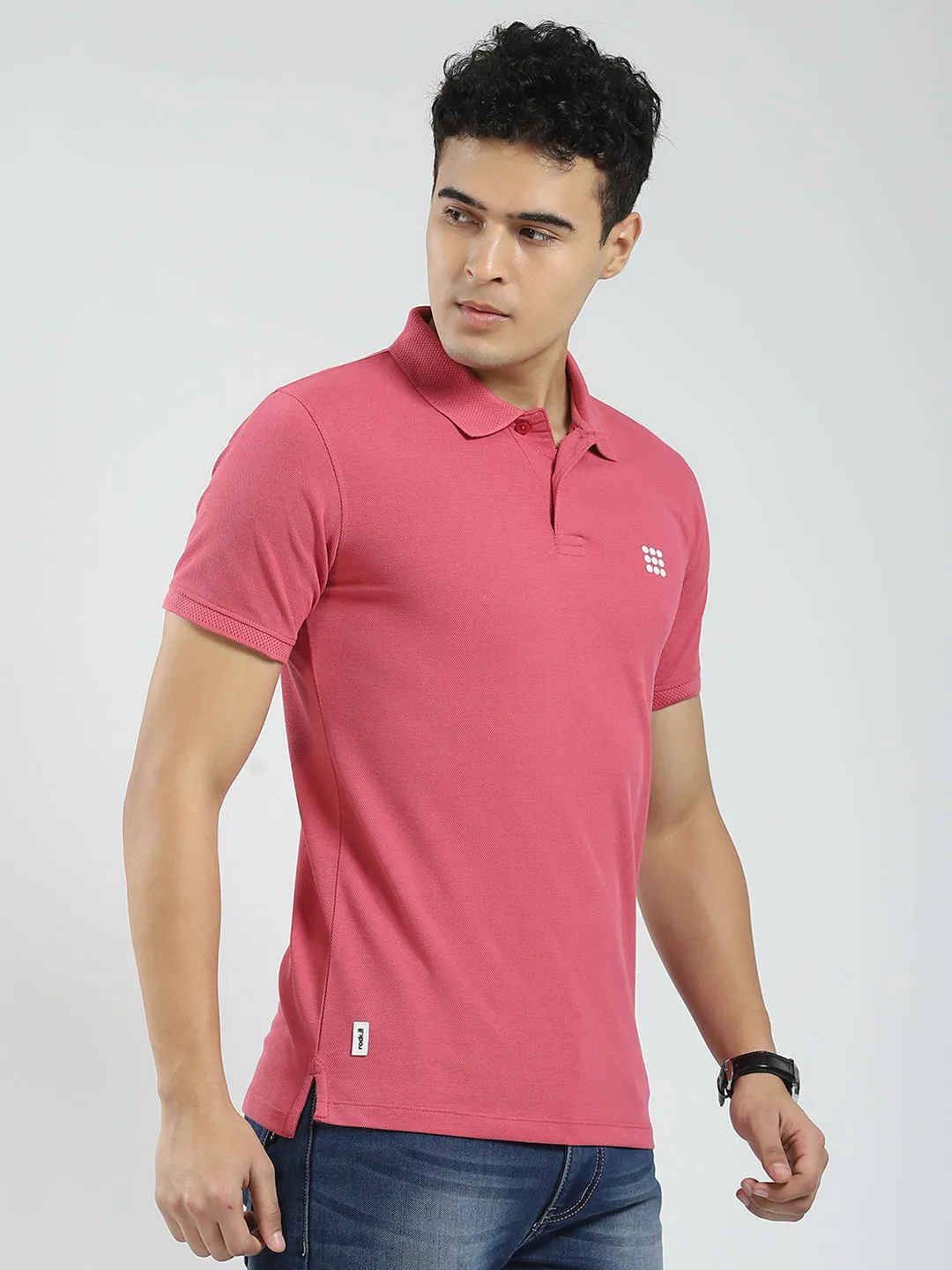 Rock.it Men Pink Solid Collar Half Sleeve T-Shirt sold by Monte Carlo product image thumbnail 4