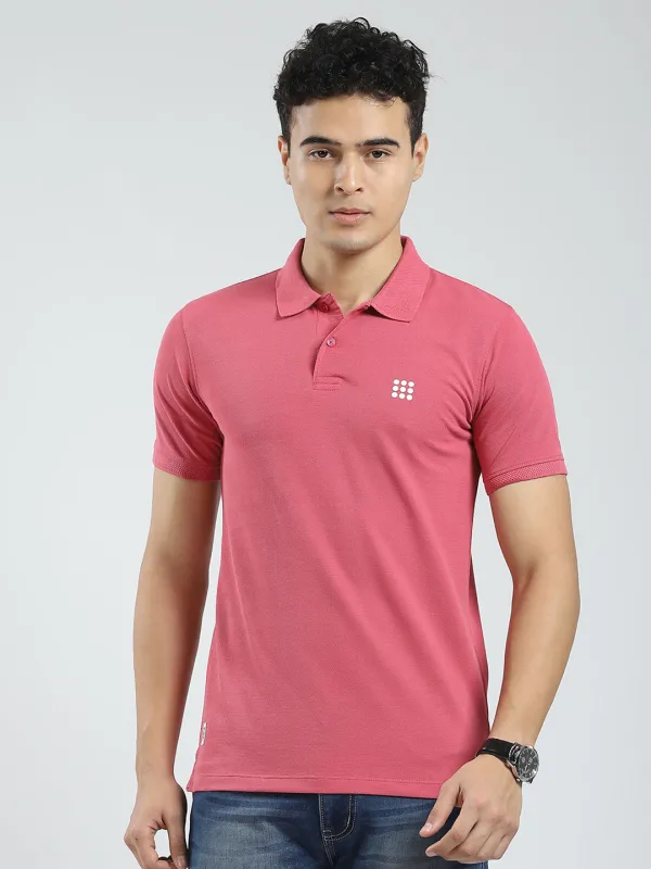 Rock.it Men Pink Solid Collar Half Sleeve T-Shirt made by Monte Carlo