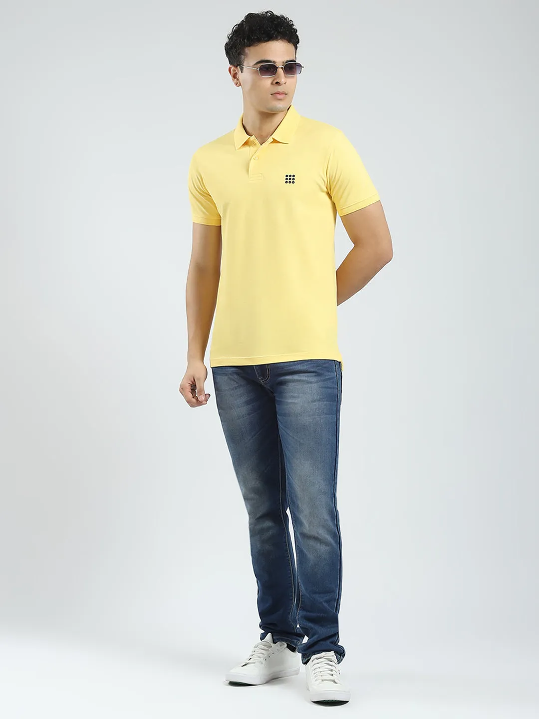 Rock.it Men Yellow Solid Collar Half Sleeve T-Shirt sold by Monte Carlo product image thumbnail 2