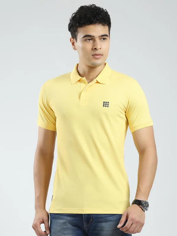 Rock.it Men Yellow Solid Collar Half Sleeve T-Shirt made by Monte Carlo