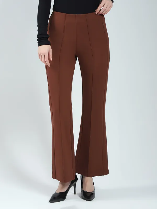 Women Brown Solid Regular Fit Jegging sold by Monte Carlo