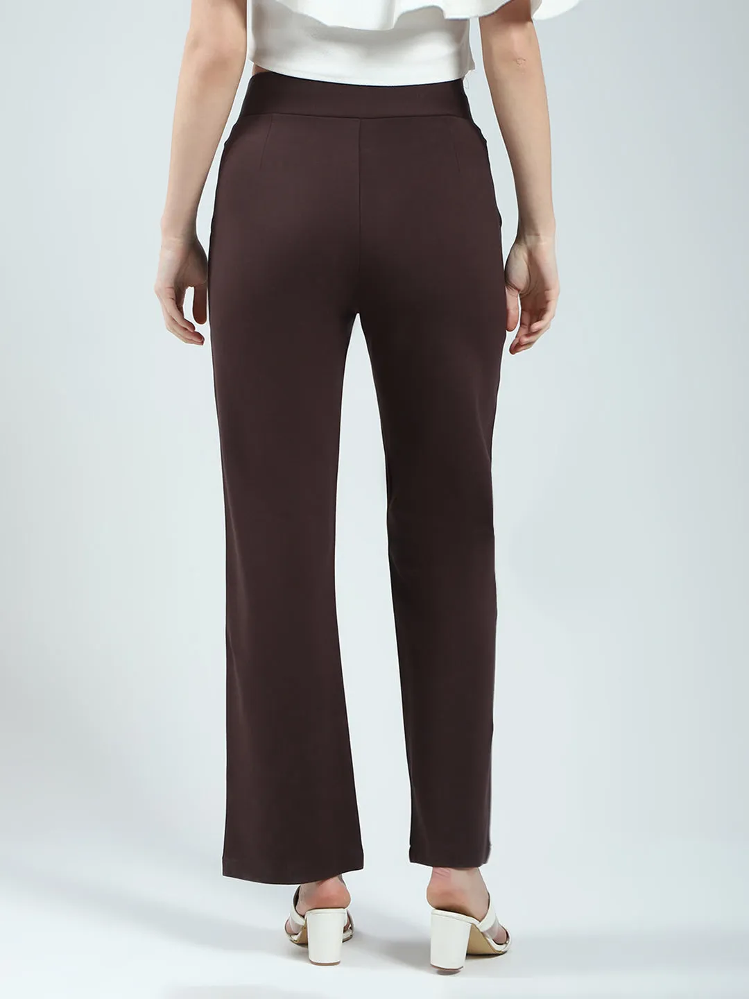 Women Brown Plain Regular Fit Jegging sold by Monte Carlo product image thumbnail 5