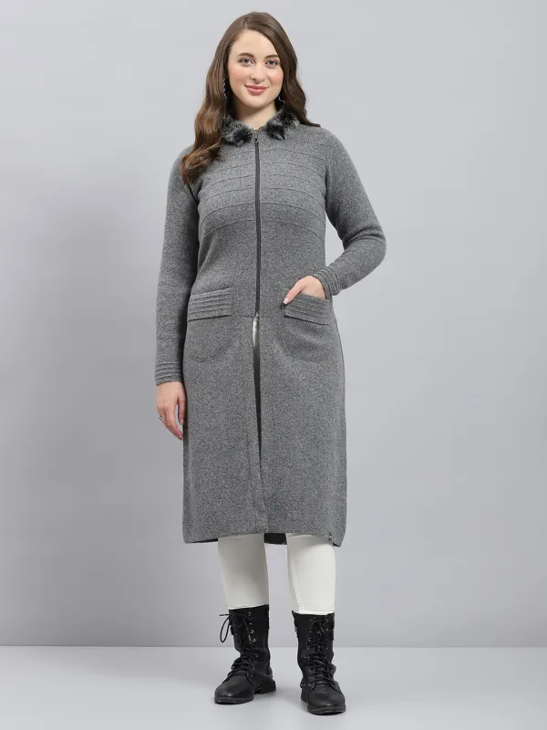 Women Grey Solid Collar Full Sleeve Pullover sold by Monte Carlo