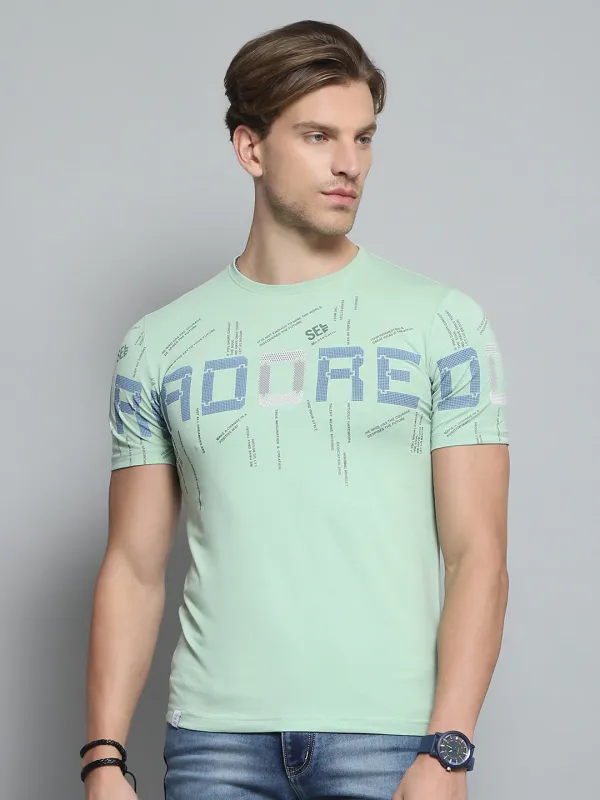 Men Green Printed Round Neck Half Sleeve T-Shirt made by Monte Carlo