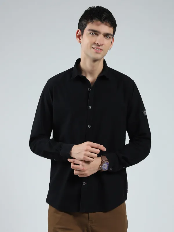 Men Black Solid Collar Full Sleeve Shirt sold by Monte Carlo
