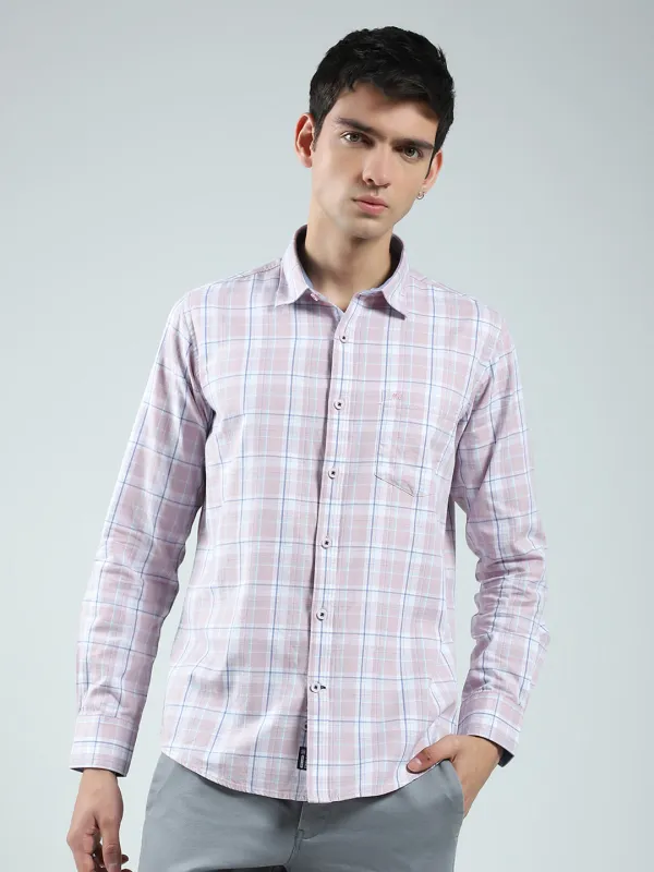 Men Pink Check Collar Full Sleeve Shirt sold by Monte Carlo