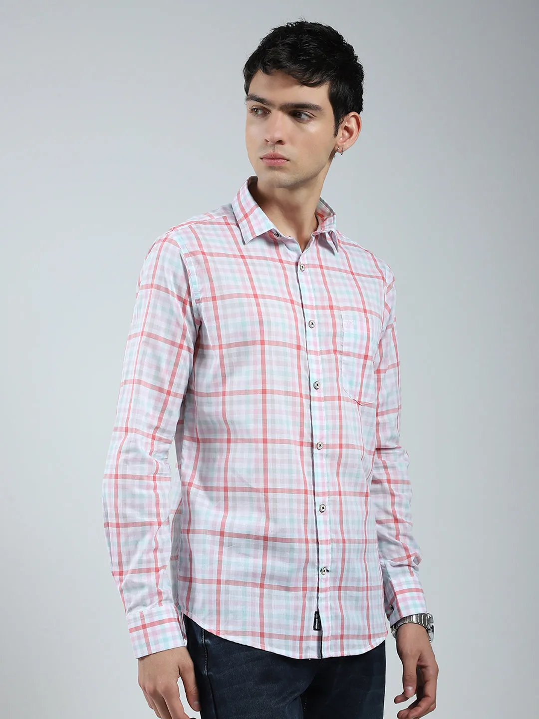 Men Pink Check Collar Full Sleeve Shirt sold by Monte Carlo product image thumbnail 4