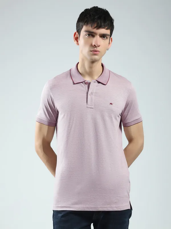 Men Pink Solid Collar Half Sleeve T-Shirt made by Monte Carlo