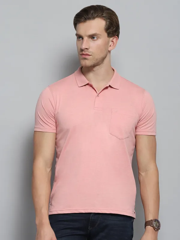 Men Pink Solid Collar Half Sleeve T-Shirt made by Monte Carlo