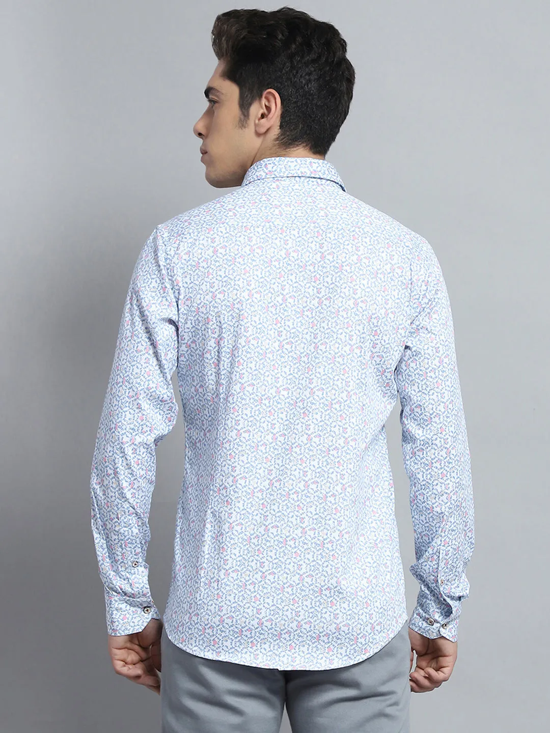 Men Blue Printed Collar Full Sleeve Shirt sold by Monte Carlo product image thumbnail 5