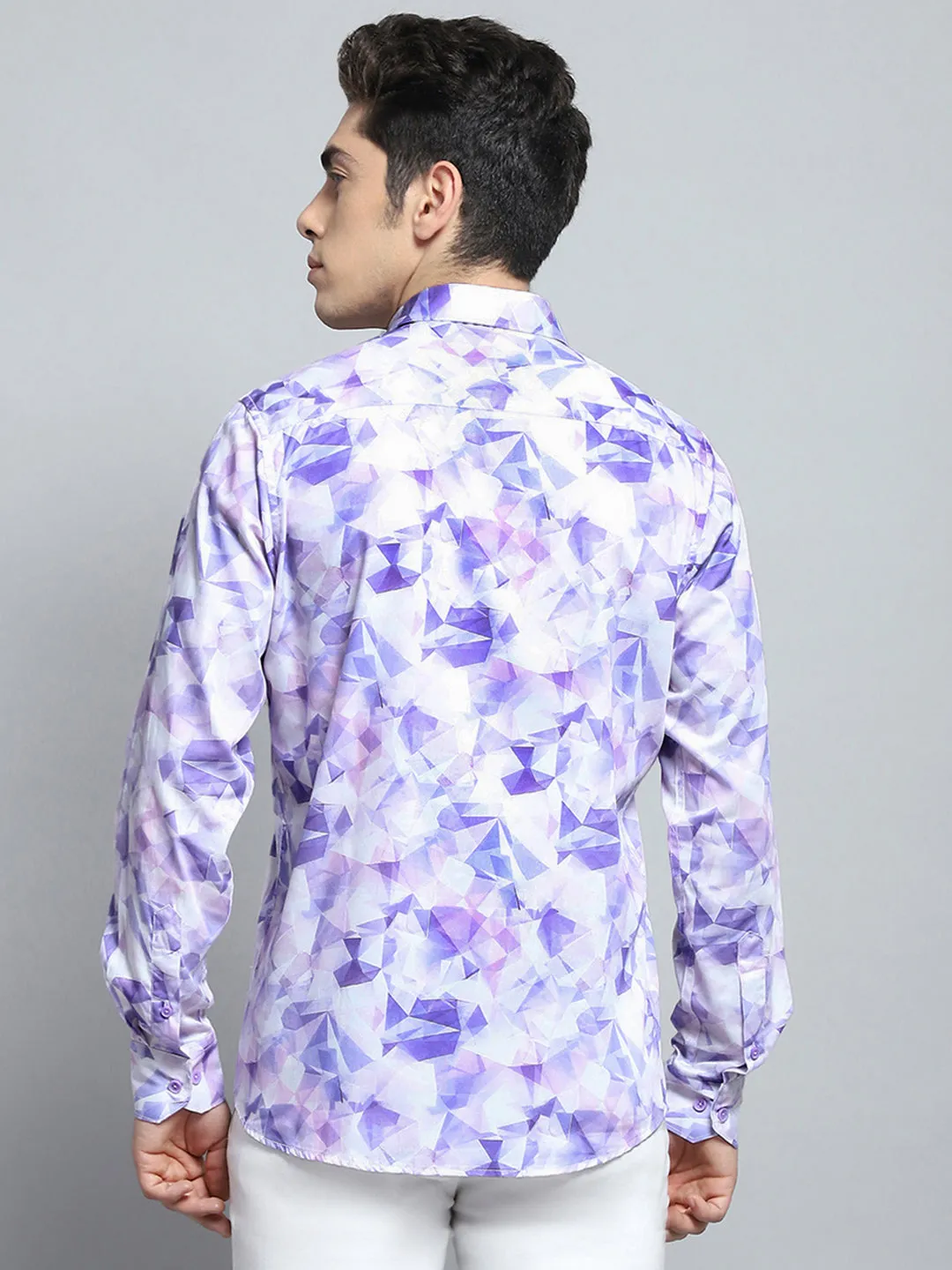 Men Purple Printed Collar Full Sleeve Shirt sold by Monte Carlo product image thumbnail 5
