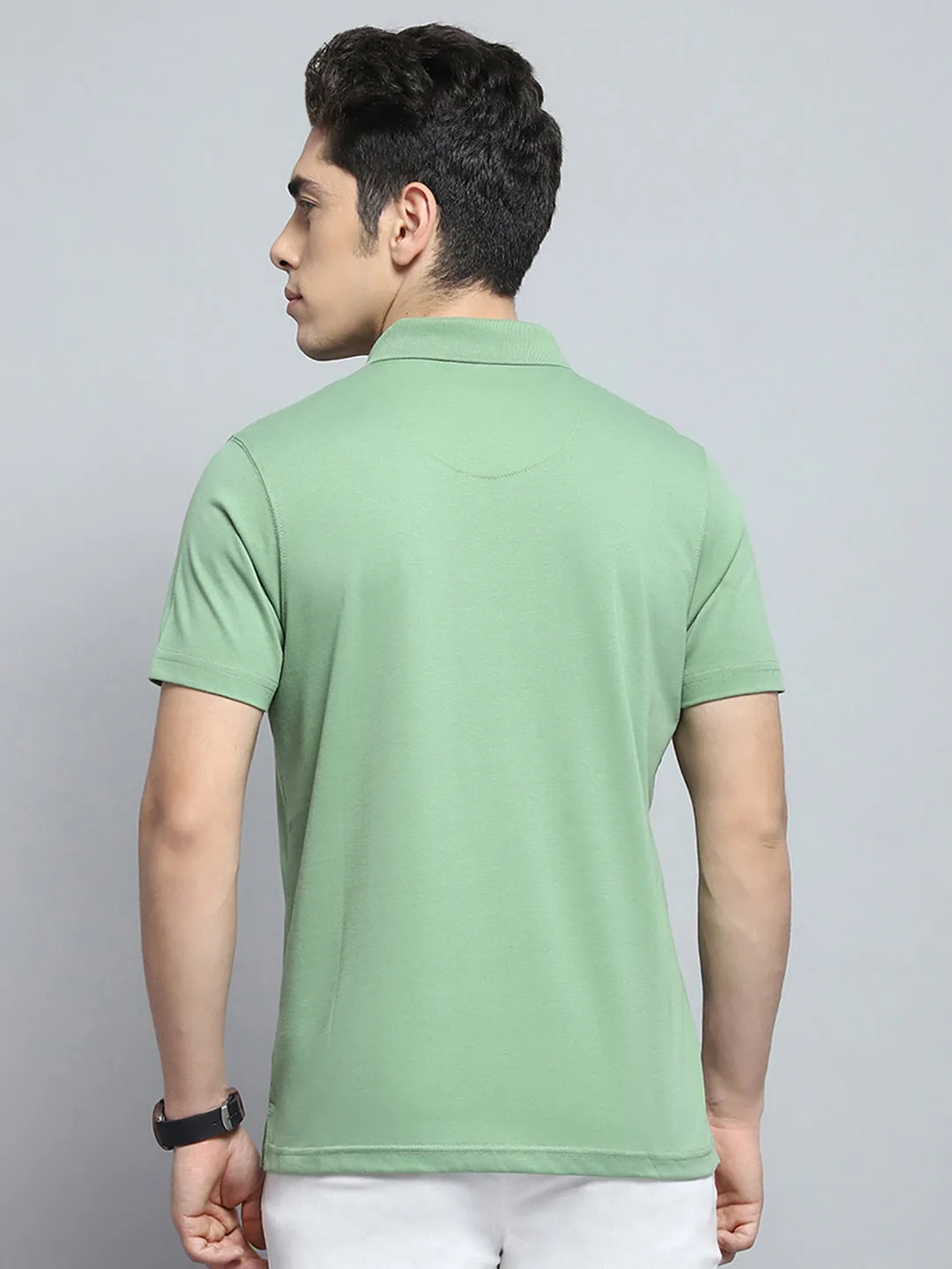 Men Green Solid Collar Half Sleeve T-Shirt sold by Monte Carlo product image thumbnail 5