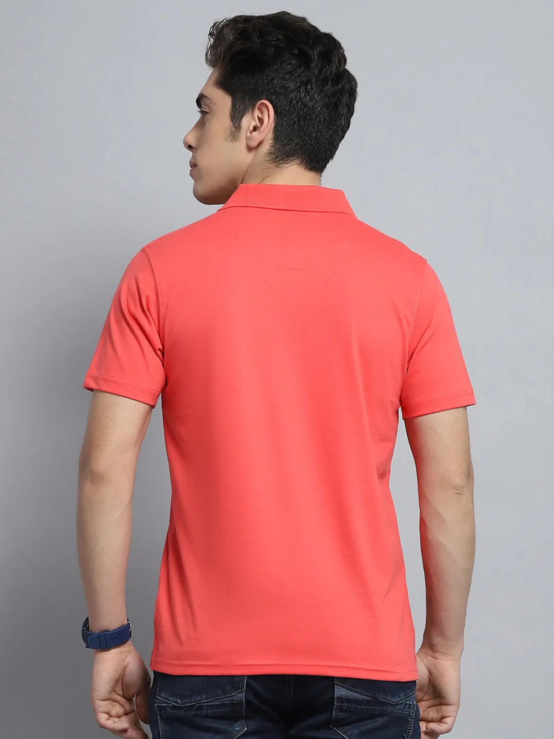 Men Pink Solid Collar Half Sleeve T-Shirt sold by Monte Carlo product image thumbnail 5