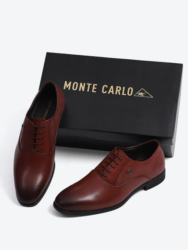 Men Maroon Solid Lace Up Genuine Leather Formal Oxfords sold by Monte Carlo