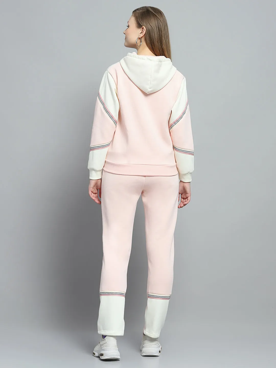 Women Peach Solid Hooded Full Sleeve Tracksuit sold by Monte Carlo product image thumbnail 5