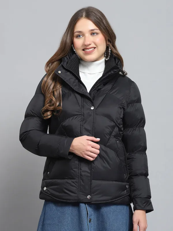 Women Black Self Design Collar Full Sleeve Jacket sold by Monte Carlo