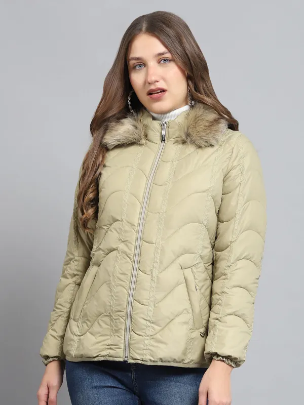 Women Camel Brown Self Design Collar Full Sleeve Jacket sold by Monte Carlo