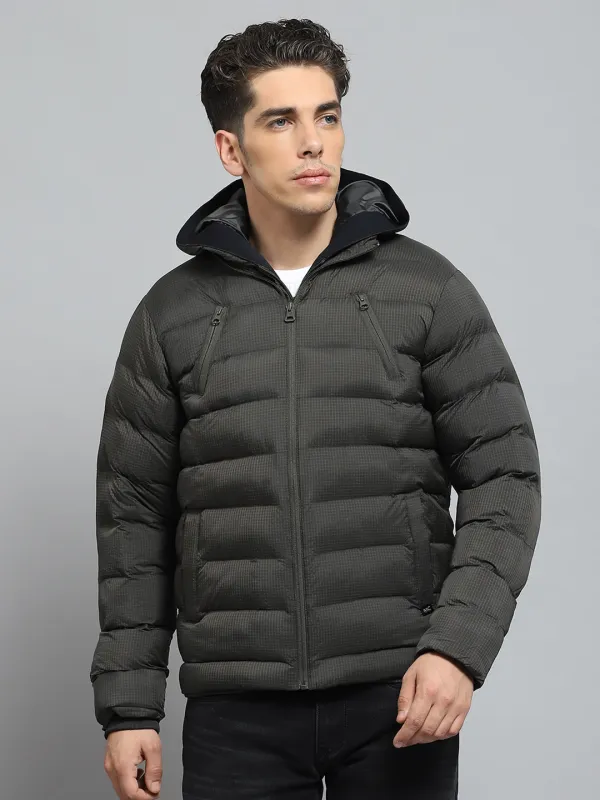 Men Olive Solid Hooded Full Sleeve Jacket sold by Monte Carlo