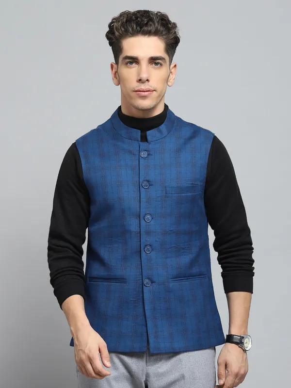 Men Black Solid Band Collar Sleeveless Jacket sold by Monte Carlo