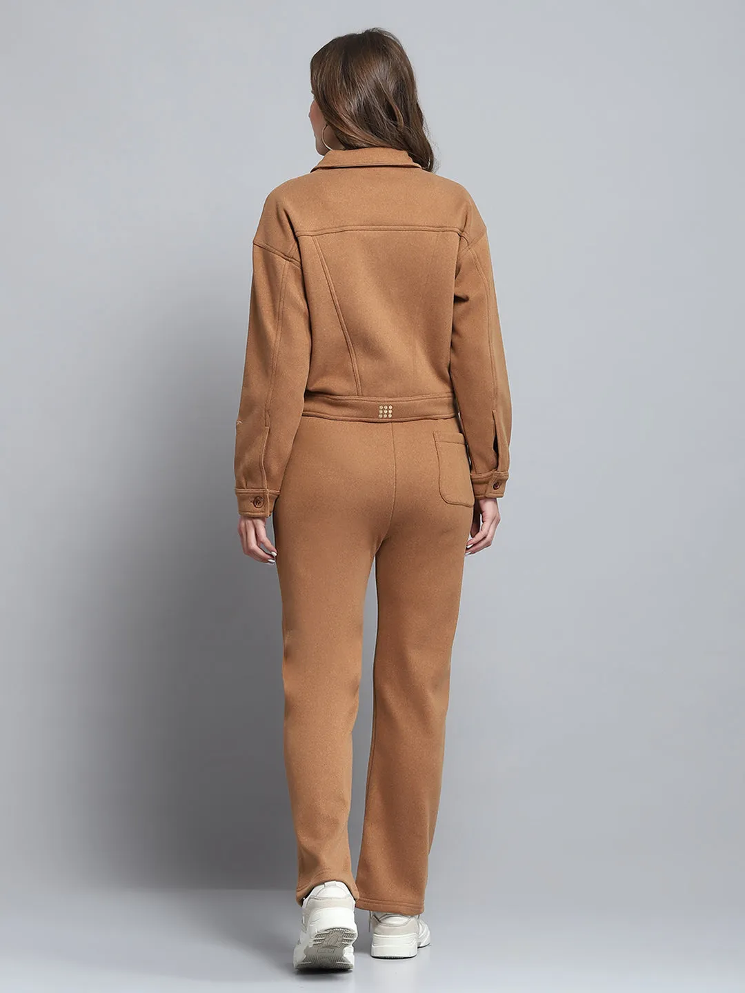 Rock.it Women Brown Solid Collar Full Sleeve Tracksuit sold by Monte Carlo product image thumbnail 5