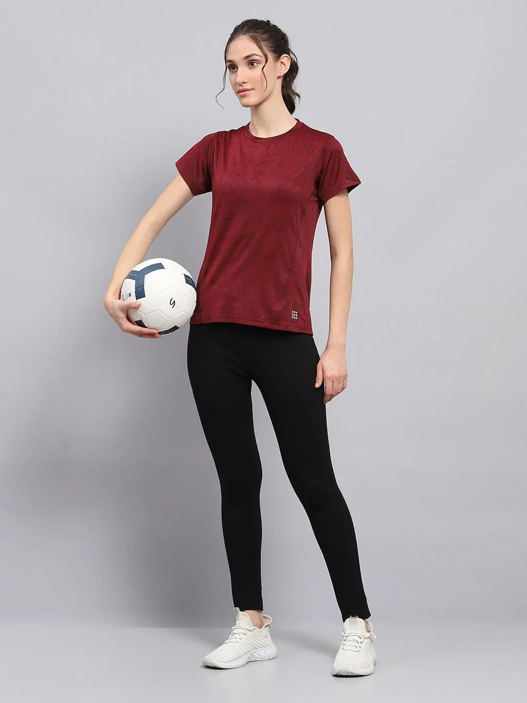 Rock.it Women Maroon Printed Round Neck Half Sleeve Top sold by Monte Carlo product image thumbnail 2