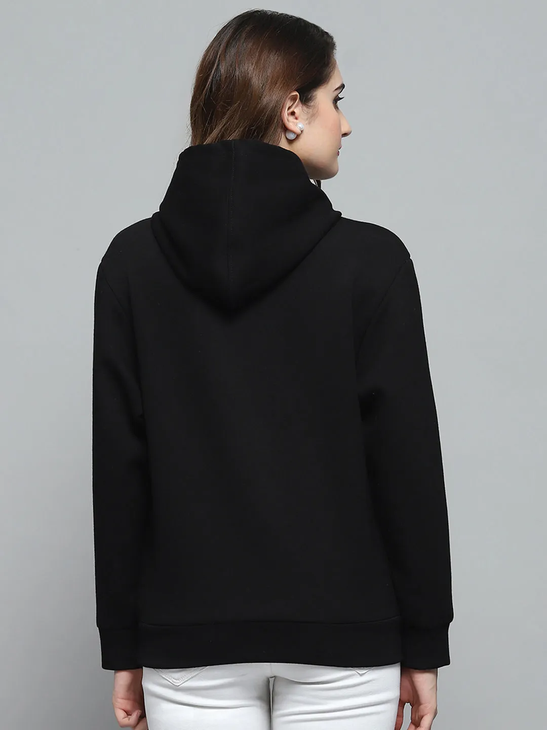 Women Black Printed Hooded Full Sleeve Sweatshirt sold by Monte Carlo product image thumbnail 5