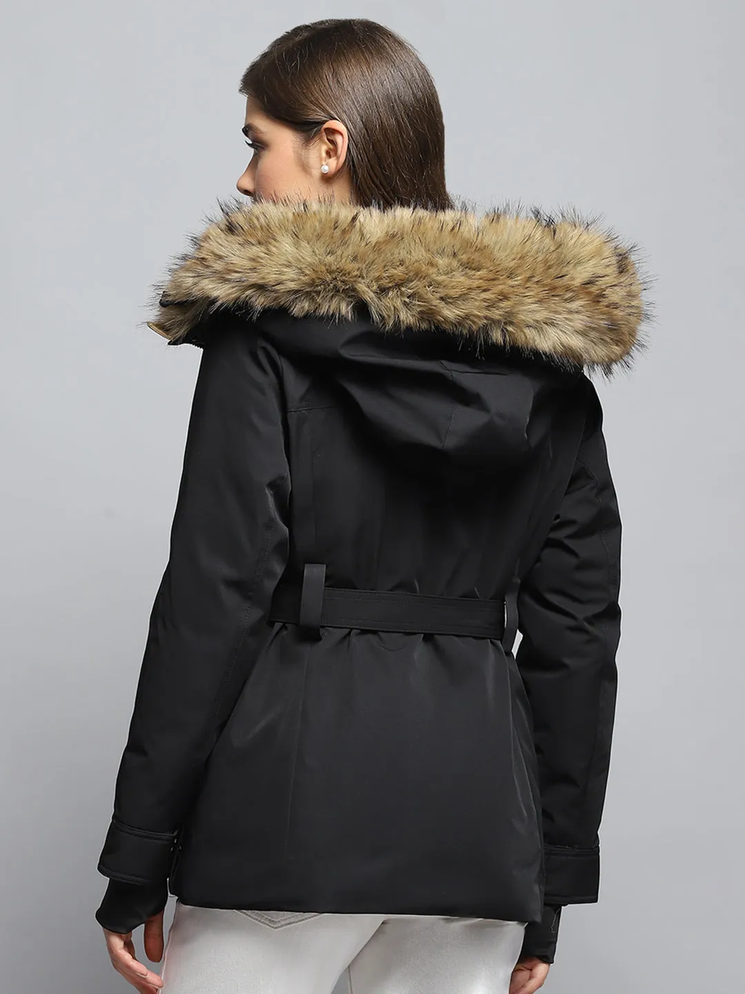 Women Black Solid Hooded Full Sleeve Jacket sold by Monte Carlo product image thumbnail 5