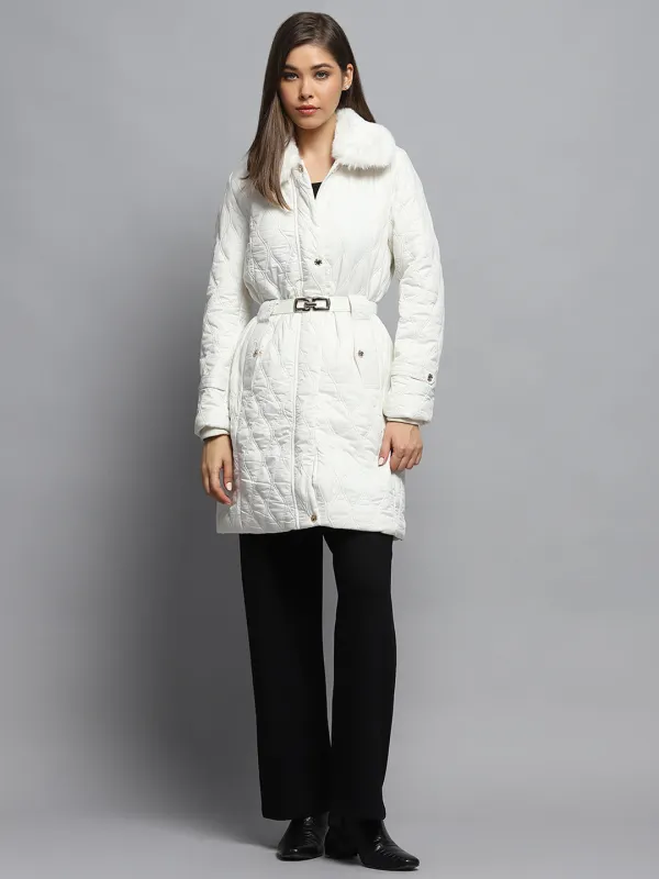 Women White Self Design Collar Full Sleeve Jacket sold by Monte Carlo