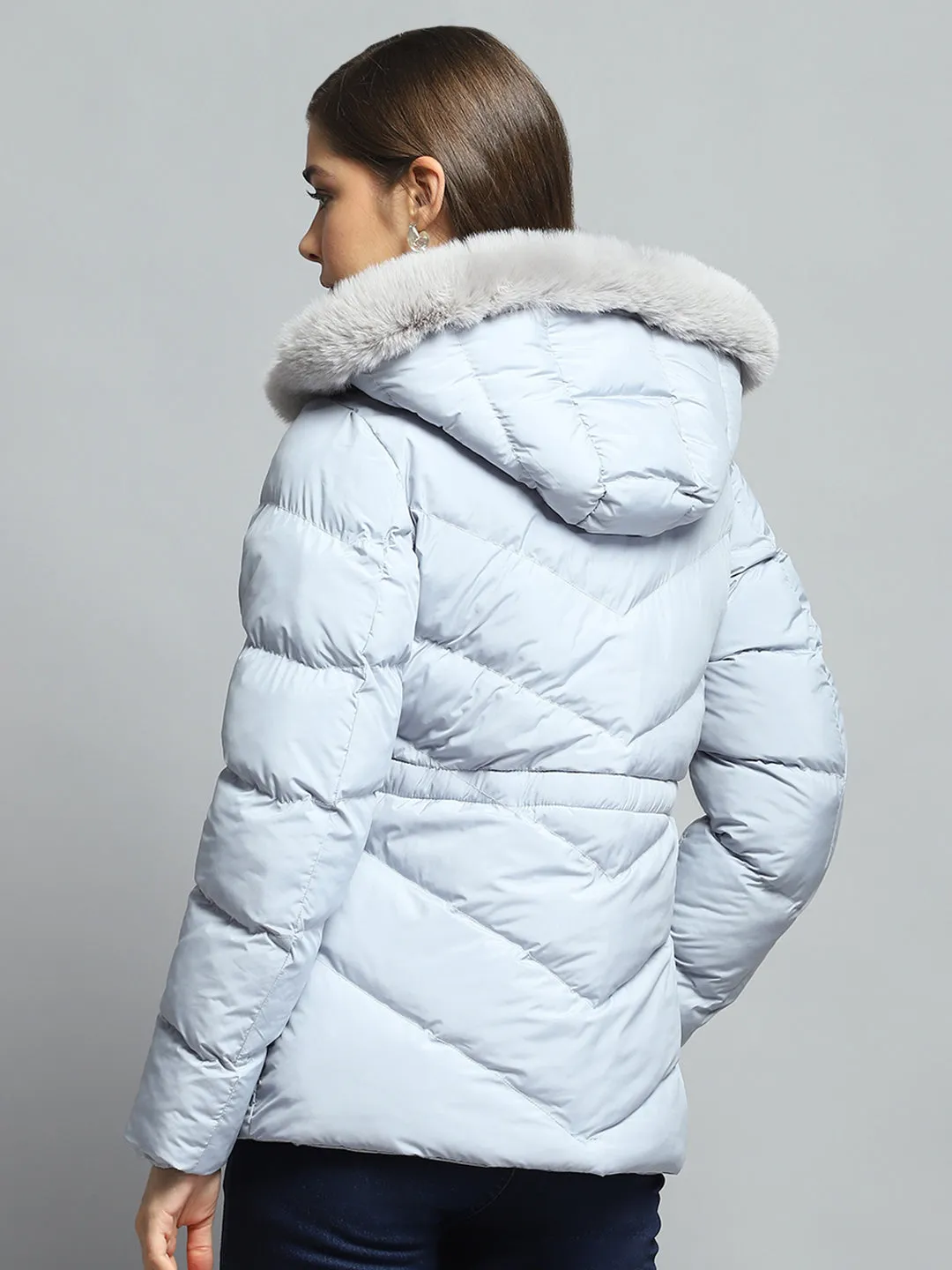 Women Grey Solid Detachable Hood Full Sleeve Jacket sold by Monte Carlo product image thumbnail 5