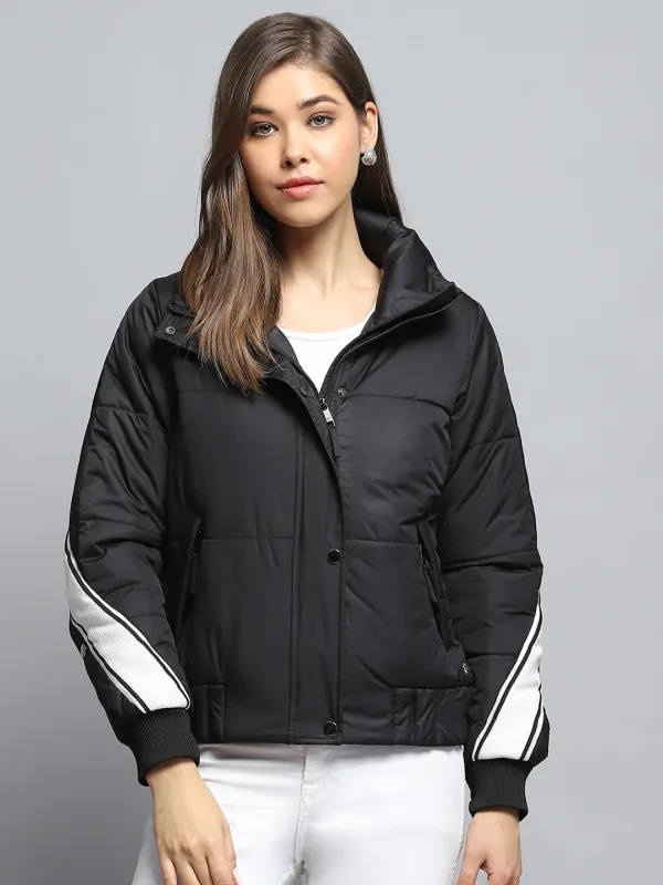 Women Black Solid Collar Full Sleeve Jacket sold by Monte Carlo