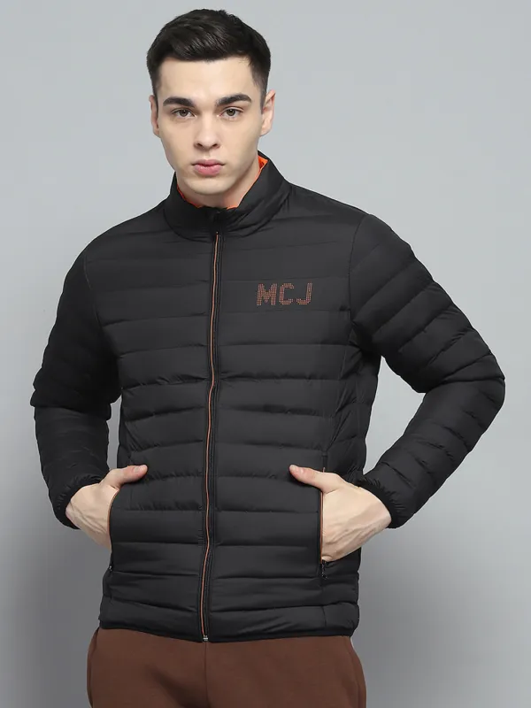 Men Black Solid Mock Neck Full Sleeve Jacket sold by Monte Carlo