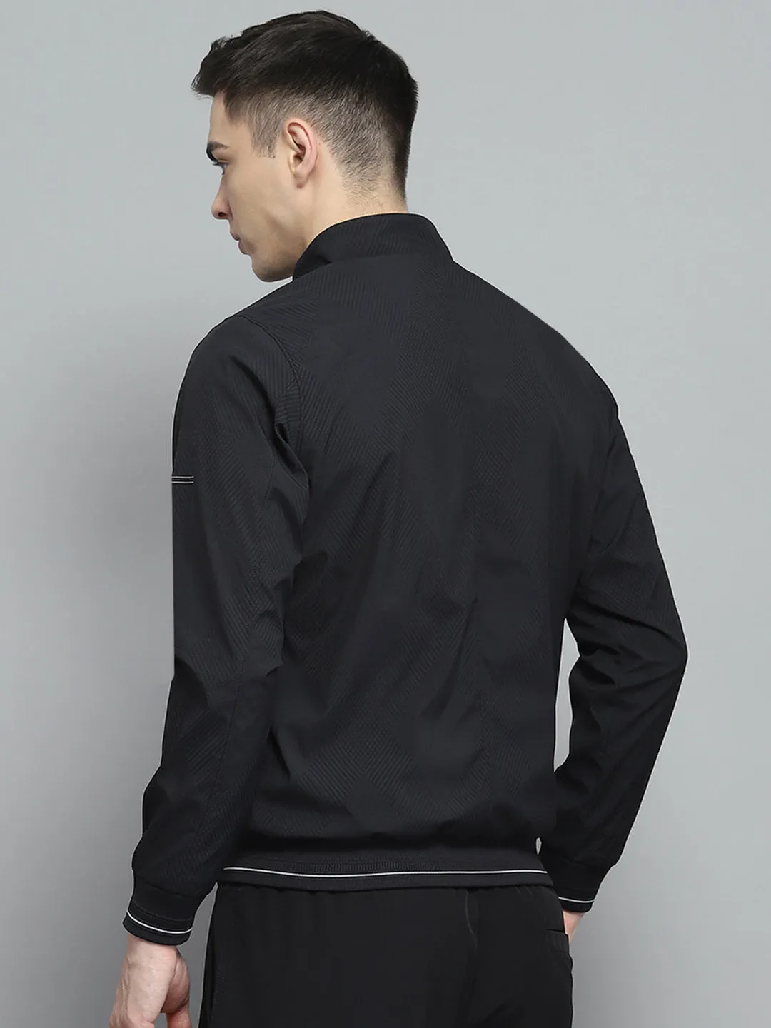 Men Black Solid Mock Neck Full Sleeve Jacket sold by Monte Carlo product image thumbnail 5