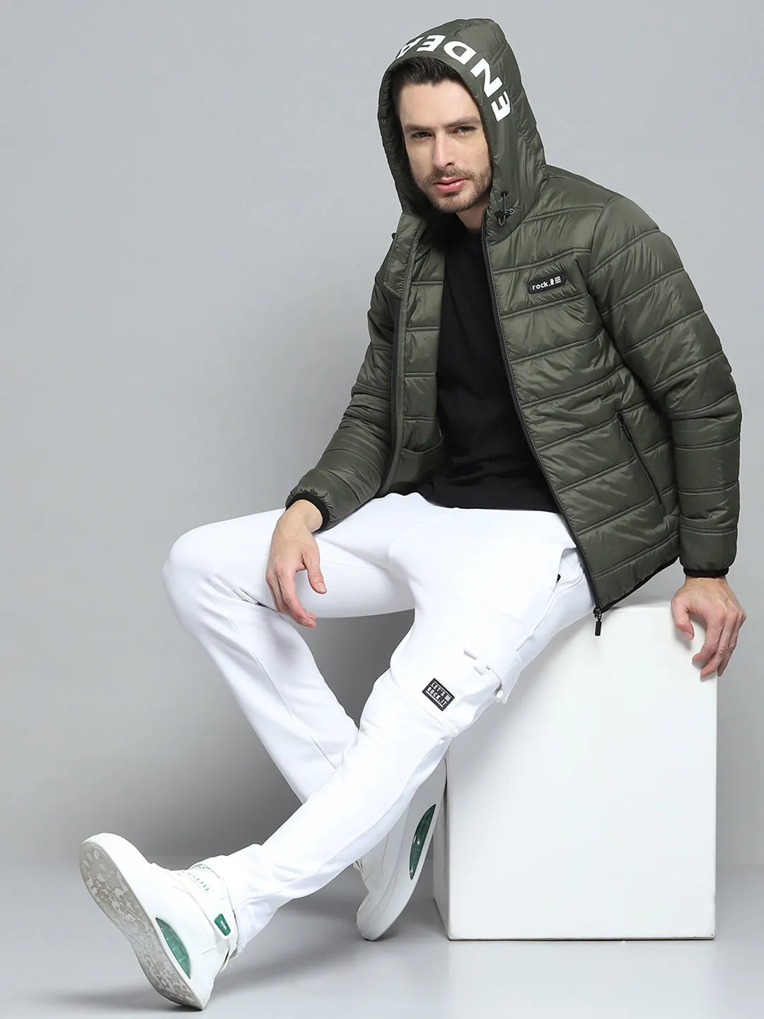 Rock.it Men Olive Printed Hooded Full Sleeve Jacket sold by Monte Carlo product image thumbnail 2