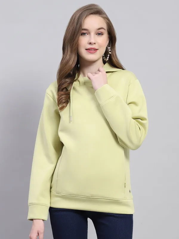Women Green Solid Hooded Full Sleeve Sweatshirt sold by Monte Carlo