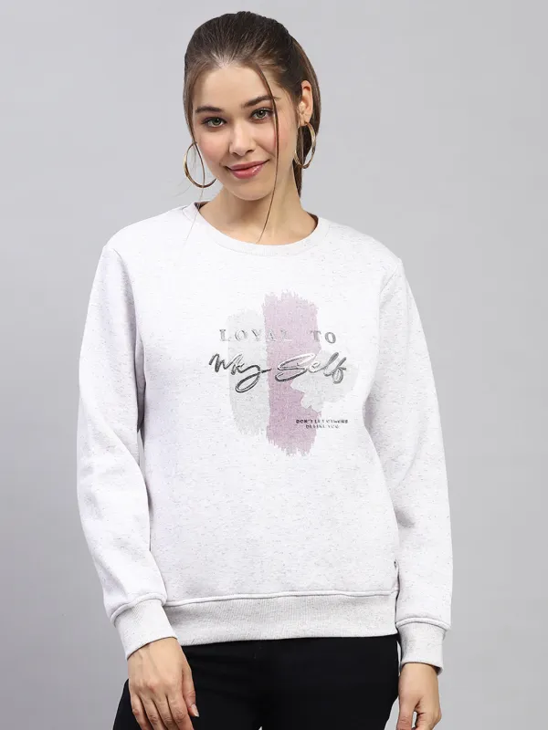 Women Grey Printed Round Neck Full Sleeve Sweatshirt sold by Monte Carlo