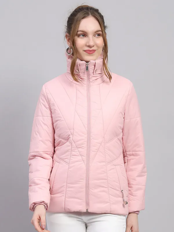 Women Pink Solid Collar Full Sleeve Jacket sold by Monte Carlo