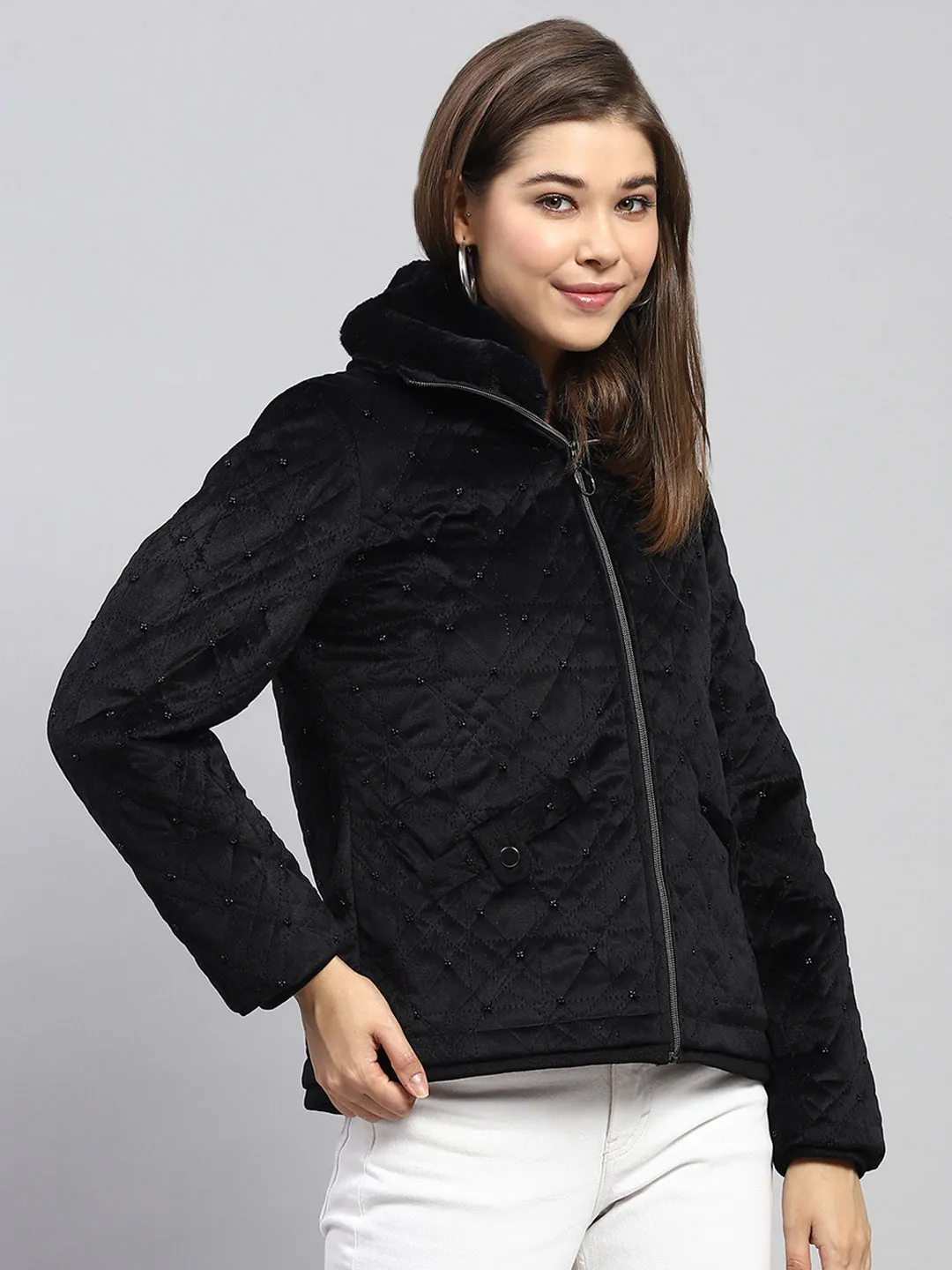 Women Black Embroidered Collar Full Sleeve Jacket sold by Monte Carlo product image thumbnail 4