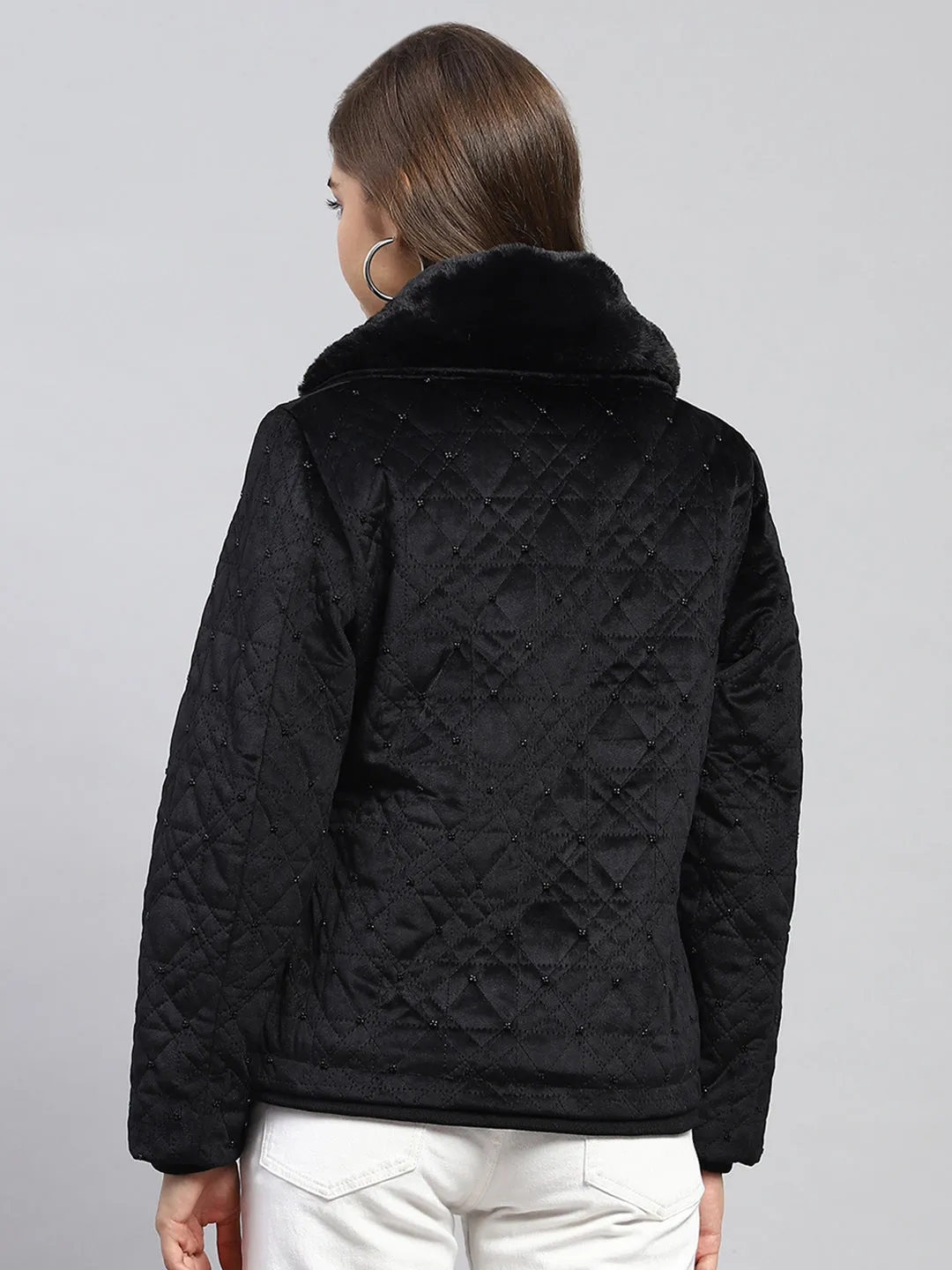 Women Black Embroidered Collar Full Sleeve Jacket sold by Monte Carlo product image thumbnail 5