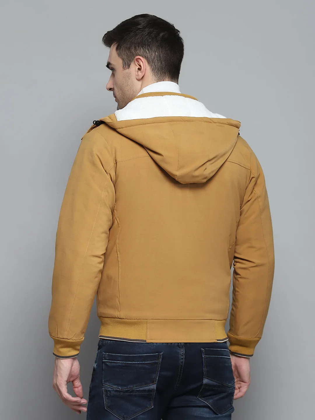 Men Mustard Solid Detachable Hood Full Sleeve Jacket sold by Monte Carlo product image thumbnail 5